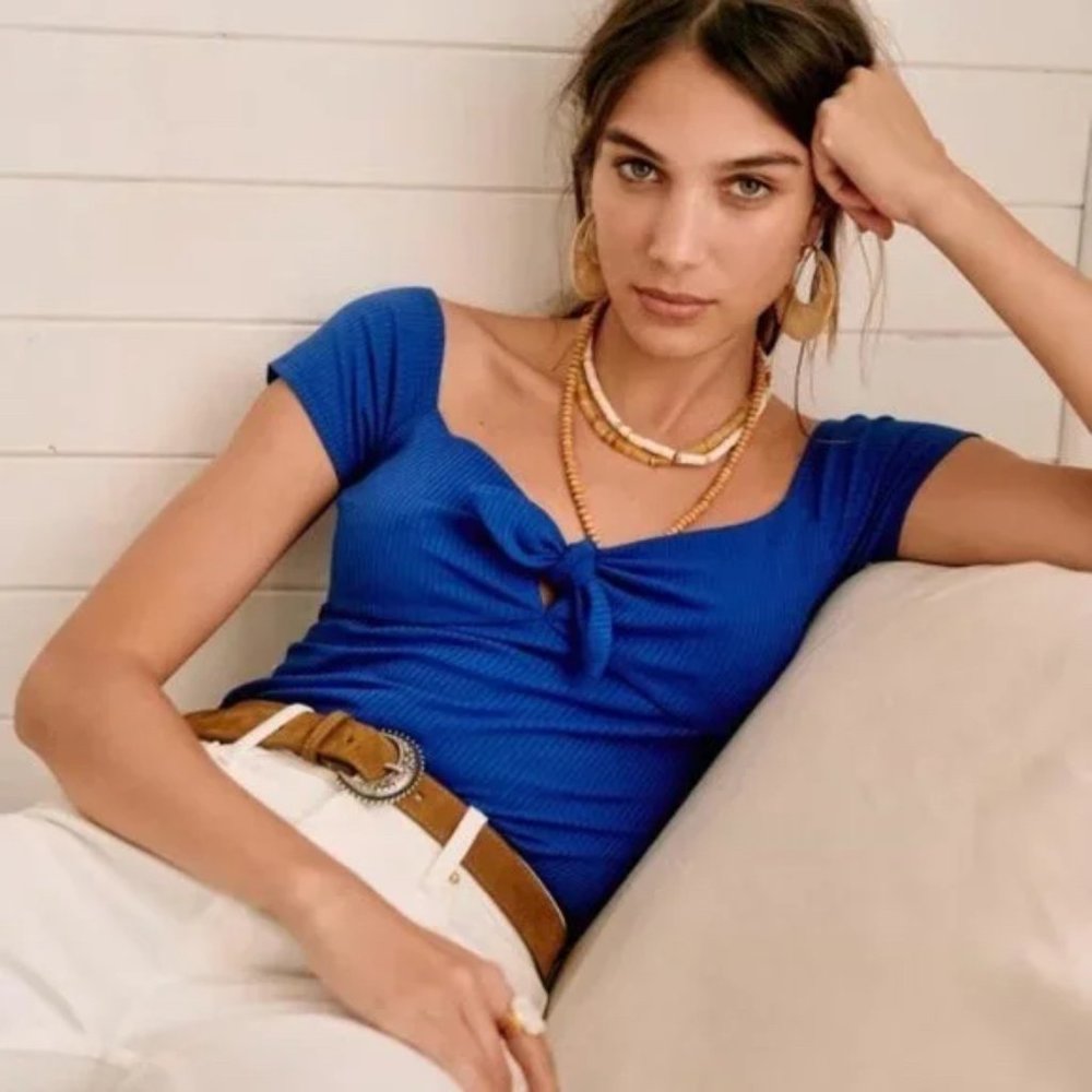 Sezane Cara T-shirt Top Electric Blue S